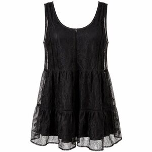 Torrid Black Lace Babydoll Tunic Top Built-In Tank Gothic Romantic Size 1